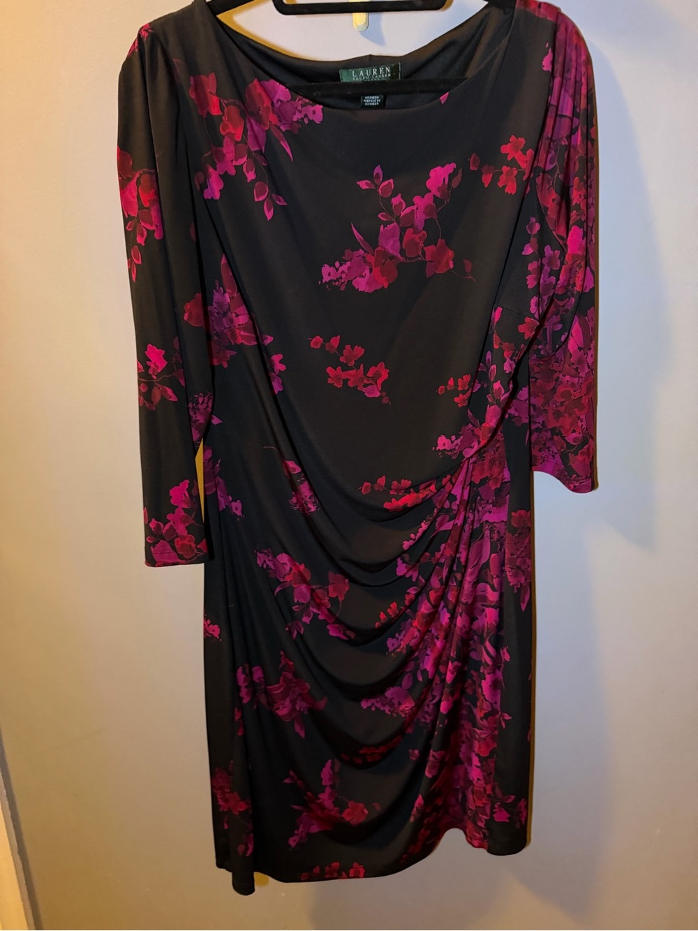 Lauren Ralph Lauren Black Dress with Magenta Floral Print